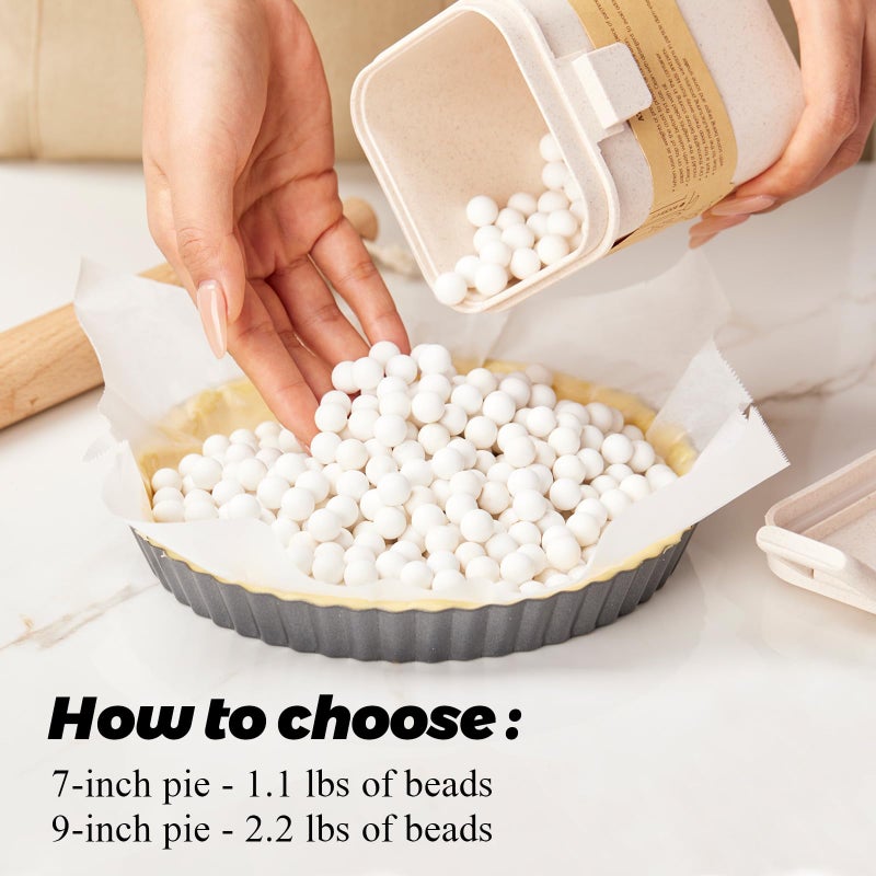 ROCKSHEAT K Ceramic Pie Weights, Baking Beads Pie Crust Weights, Natural baking beans with Wheat Straw Container (2.2Lb | 1000g) - Image 5